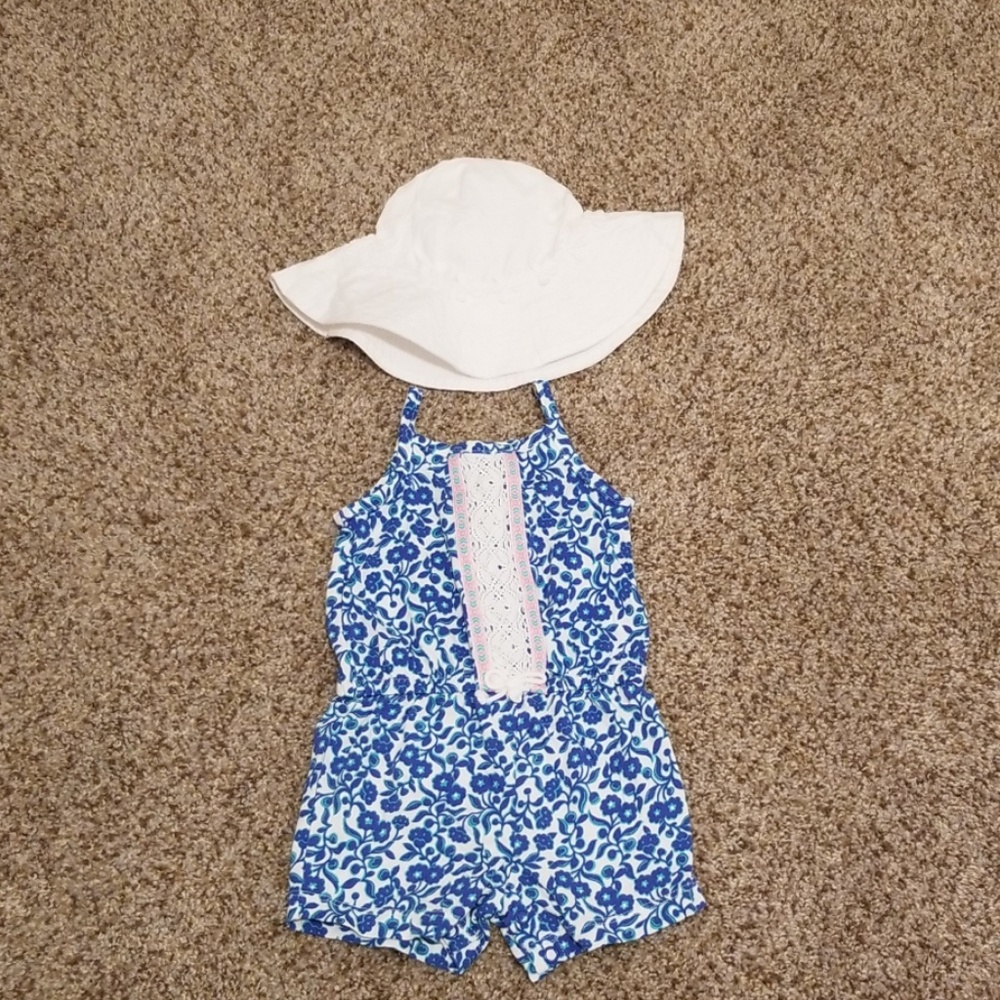 3M Baby Girl Romper With Sun Hat